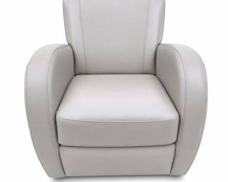 Lot 322: Art Deco-Style Leather Swivel Barrel Chair