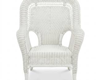Lot 321: Victorian-Style White Wicker High-Back Armchair