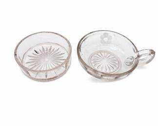 Lot 498A: 2 Pink Depression Glass Dishes with Star-Cut Bases