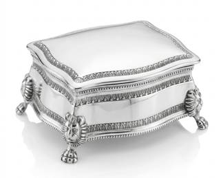 Lot 503: Victorian-Style Silverplate Jewelry Casket, Lion Paw Feet