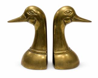 Lot 41: Pair of Brass Mallard Duck Bookends, 1960s
