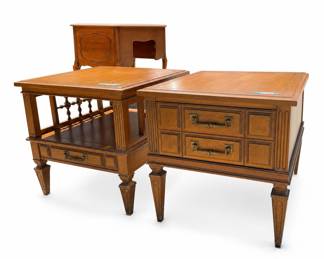 Lot 369: 2 Mediterranean-Style Wood End Tables