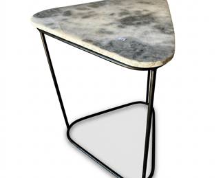 Lot 503A: Gray Marble Rounded-Triangle Side Table