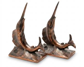 Lot 513: Pair of Marlin Bookends, Attributed to PM Craftsman