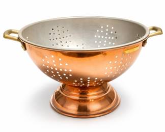 Lot 996: Solid Copper Footed Colander with Brass Handles