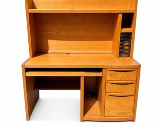 Lot 312: Oak Computer Desk with Hutch
