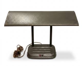 Lot 18: Vintage Industrial Twin-Post Desk Lamp