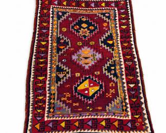 Lot 481A: Kurdish Hand-Knotted Wool Tribal Rug