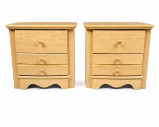 Lot 315: Pair of Maple-Finish 3-Drawer Nightstands