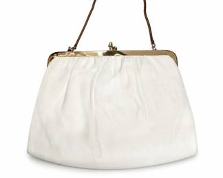 Lot 381: Andé White Evening Bag with Gold-Tone Kiss-Lock Frame