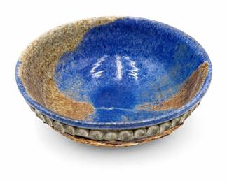 Lot 159: Signed Studio Pottery Bowl with Cobalt Blue Glaze