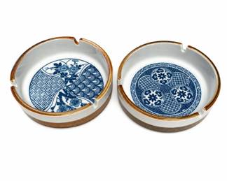 Lot 531: Pair of Japanese Blue & White Porcelain Ashtrays