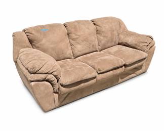 Lot 374: Tan Microsuede 3-Seat Sofa