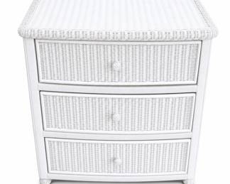 Lot 319: Henry Link-Style White Wicker 3-Drawer Chest