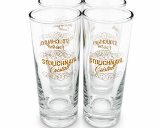 Lot 496A: Set of 4 Stolichnaya Cristall Shot Glasses