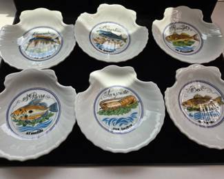 Vintage Jacques Lobjoy Seafood Plates. Set Of 6.