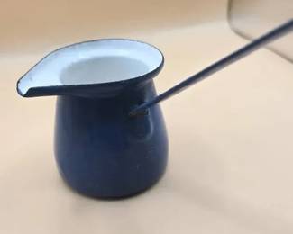 Antique Yugoslavuan Signed Cobalt Blue Enamel Ladle Spout with Handle