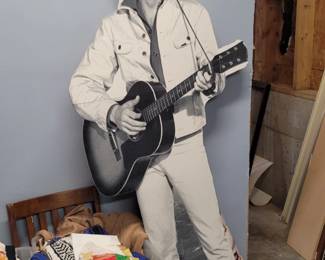 Life Size Stand Up Images of Elvis Presley as well as Donald and Melania Trump "Welcome You to the Sale!"