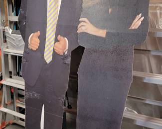 Picture 1 Life Size Stand Up Images of Elvis Presley as well as Donald and Melania Trump "Welcome You to the Sale!"