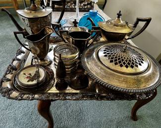 ART DECO SILVER PLATE PIECES.