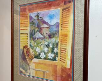 Kate Spencer Tropical Window Garden Print in Custom Frame
