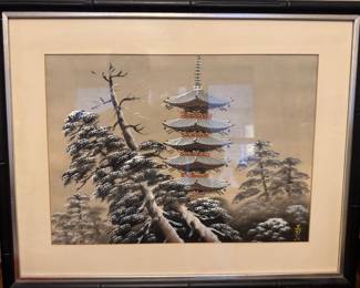 Vintage Japanese Pagoda Framed Print