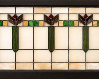 Art Deco Style Geometric Stained Glass Window Panel