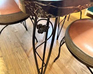 Mid-Century Modern Wrought Iron Dinette Set, (Woodard-Style)