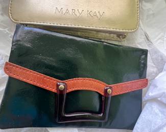 Leather Clutch with Bakelite Handle Detail
