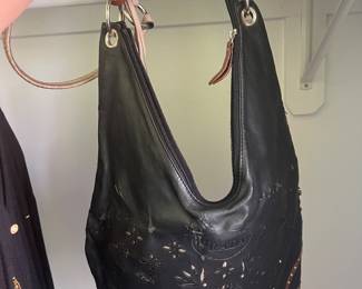 Prada perforated and studded leather hobo shoulder bag