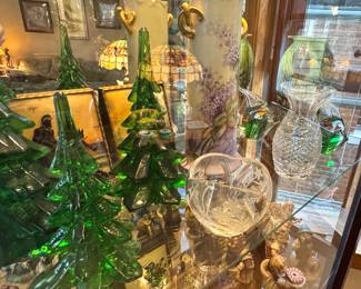Art Glass, Waterford Crystal, Hand-Painted Porcelain & Holiday Collectibles Display
