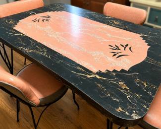 Mid-Century Modern Wrought Iron Dinette Set, (Woodard-Style)