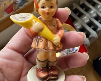 1930’s collection Goebel Hummels, Girl with the large yellow school cone (Schultüte)