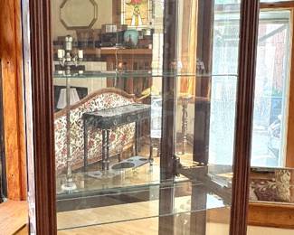 Lighted Mirrored Curio Display Cabinet with Glass Shelves