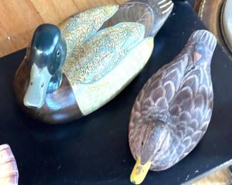 Hand-Carved Wooden Duck Decoys Including Mallards & Decorative Waterfowl Collection