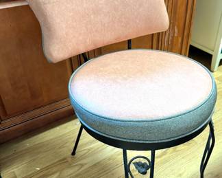 1950s Atomic Mid-Century Modern Pink Dinette Chairs with Wrought Iron Bases