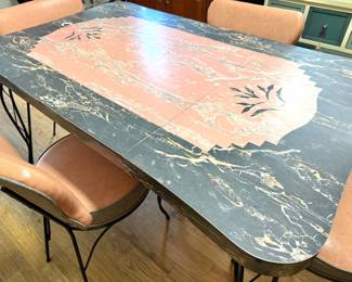 Mid-Century Modern Wrought Iron Dinette Set, (Woodard-Style)