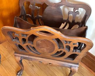 Mahogany Chippendale Style Magazine Rack with Ball & Claw Feet
