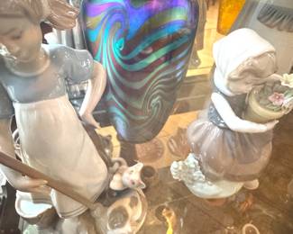 Lladró Figurines, Iridescent Art Glass & Decorative Pottery