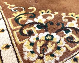 Traditional Floral Area Rug, Chinese Aubusson Style, Brown & Ivory