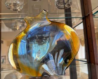 Ex Bor Italian Iridescent Sculptural Art Glass