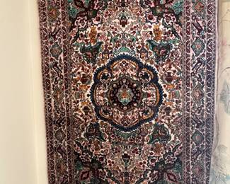 Persian-Style Medallion Pictorial Area Rug with Animal Motifs Silk