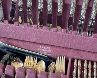 Gorham Sterling Silver Strasbourg Flatware Set in Eureka Silverware Chest