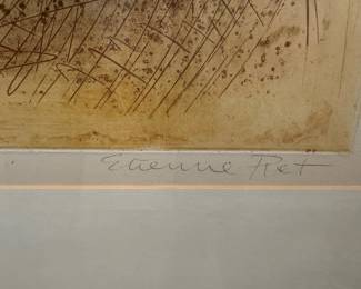 Etienne Ret Signed Etching of Woman with Bird, No. 48/75