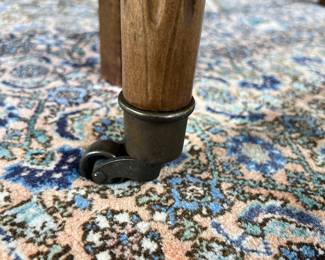 Chippendale Style Mahogany Dining Table with Six Chairs and Persian hand knotted wool rug Blue with floral elements 8'x10'