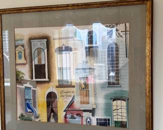 “Windows in Old Town” Chicago Architectural Watercolor, Framed