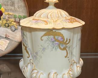ELITE 19th Century Limoges France Biscuit Jar, Handpainted