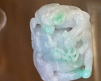 Chinese Carved Jadeite Jade Figural Pendant / Amulet