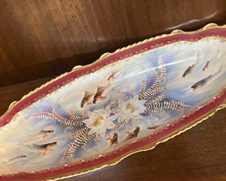 Wm. Guerin & Co. French Limoges Porcelain Hand-Painted Fish Serving Platter SIGNED BY ARTIST