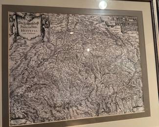17th Century Copper-Engraved Map of Switzerland by Hans Conrad Gyger, Published by Matthäus Merian
